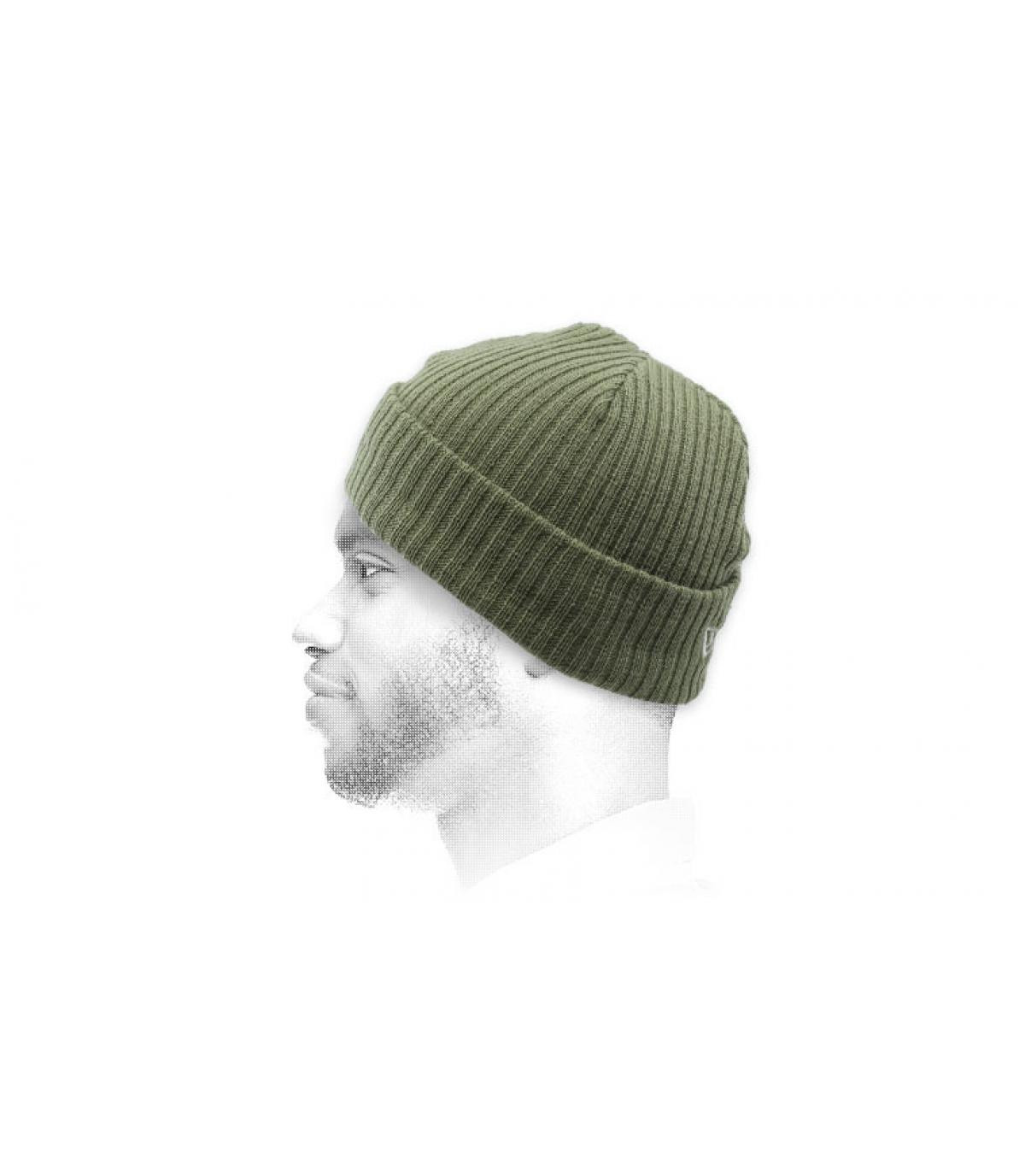 olive-green docker beanie Fisherman Cuff olive